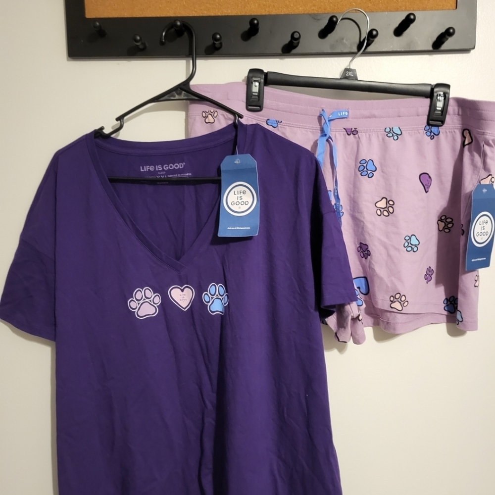 Life Is Good Purple and Pink Womens  Pajama Set. New With Tags
